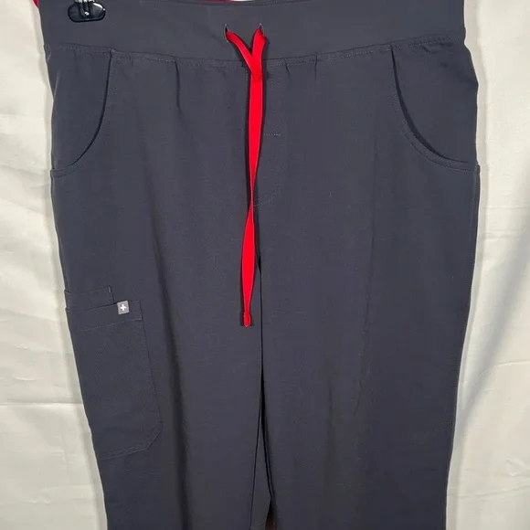 Figs Women's Gray Pants with Red Accents SZ L - Picture 2 of 13